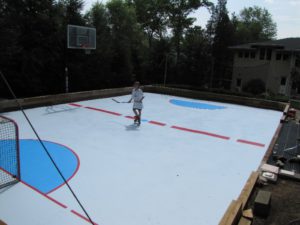 Outdoor synthetic ice rink