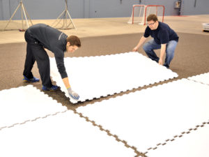 Installing Hockeyshot synthetic ice tiles - Extreme Glide 4x8