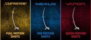 Different kick points in Bauer sticks show variety in Bauer hockey equipment